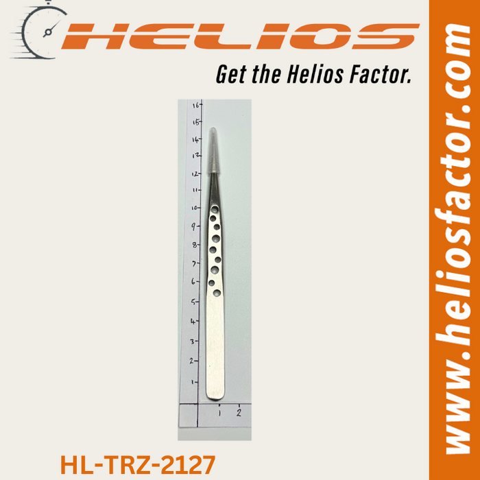 Helios - Hole Grip Stainless Steel Straight Tip Tweezers - Stainless Steel