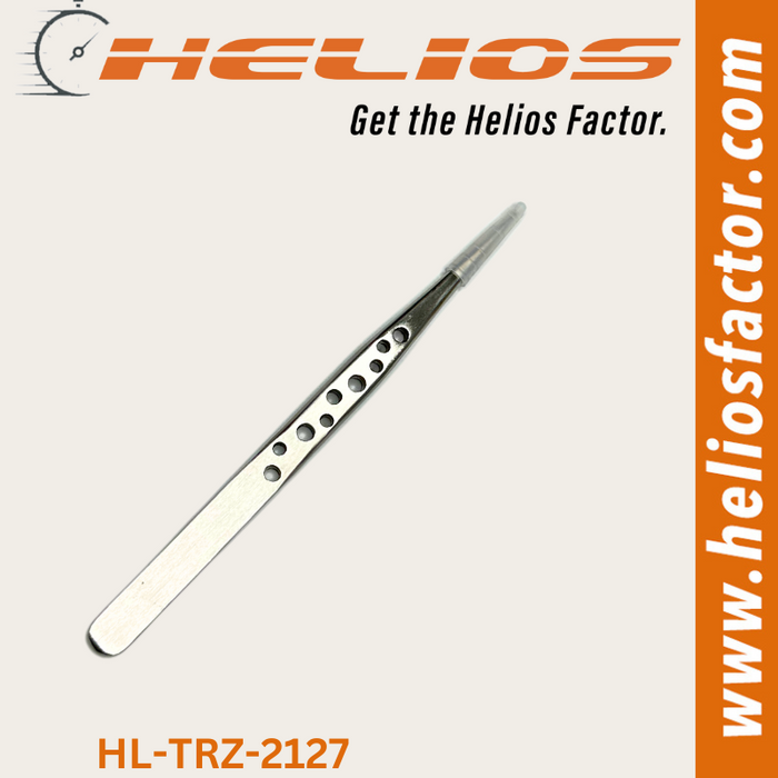 Helios - Hole Grip Stainless Steel Straight Tip Tweezers - Stainless Steel