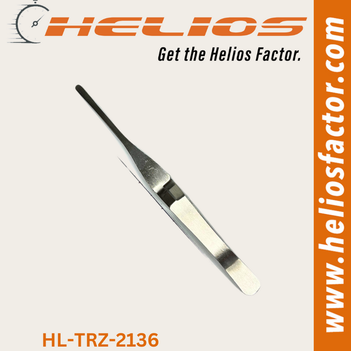 Helios - Reverse Action Angled Tweezers - Flat Head - Stainless Steel