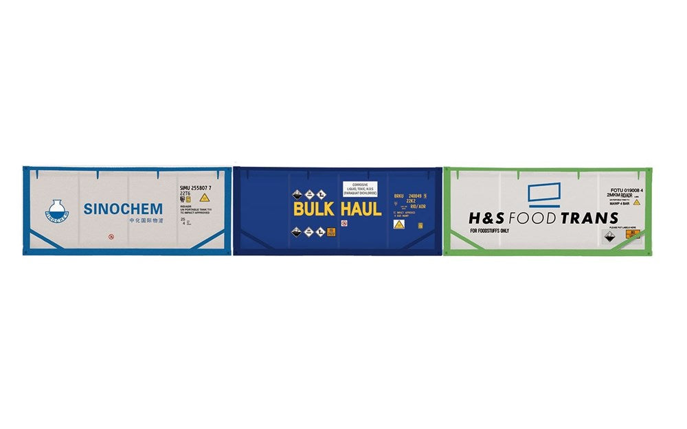 Hornby R60129 Sinochem Bulk Haul & H&S Foodtrans Container Pack 3 x 20' Tanktainers - Era 11