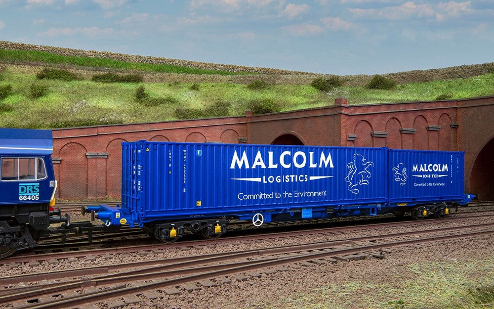 Hornby R60133 Malcolm Rail KFA Container Wagon with 1 x 20' & 1 x 40' Containers - Era 11