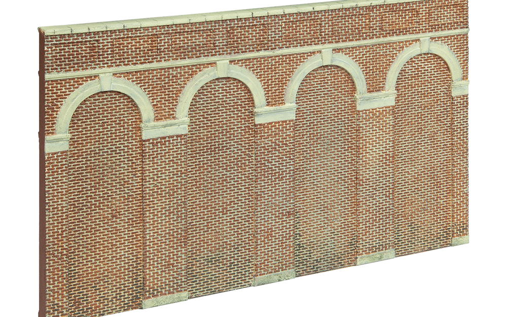 Hornby R7372 High Level Arched Retaining Walls x 2 (Red Brick)