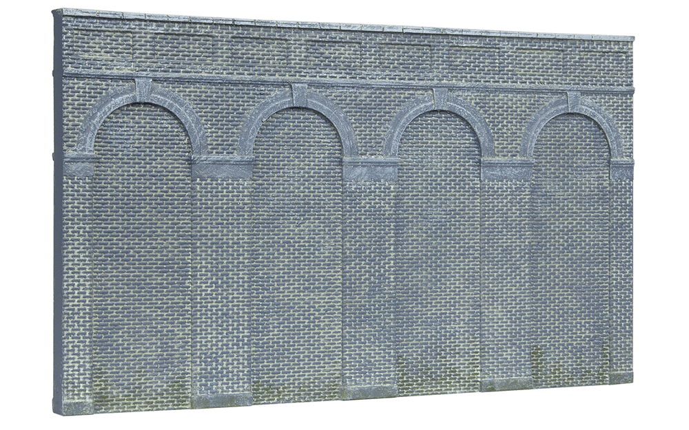 Hornby R7373 High Level Arched Retaining Walls x 2 (Engineers Blue Brick)