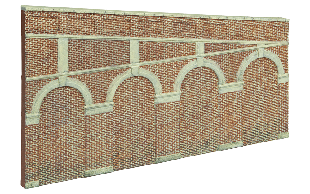 Hornby R7374 High Stepped Arched Retaining Walls x 2 (Red Brick)