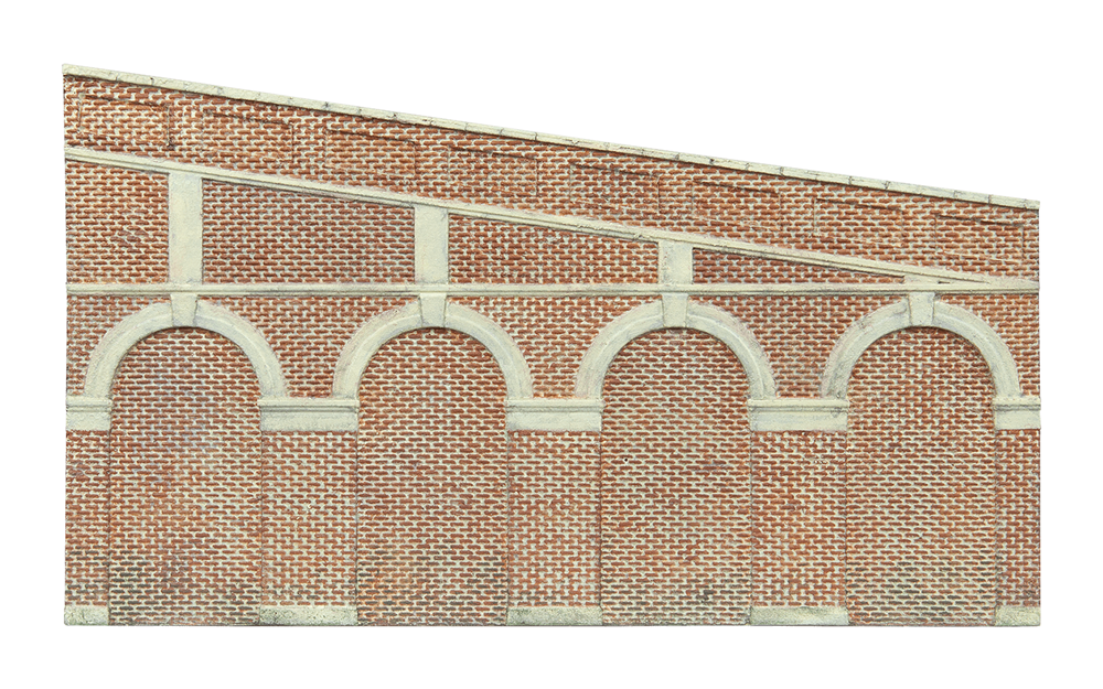 Hornby R7374 High Stepped Arched Retaining Walls x 2 (Red Brick)