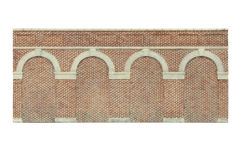 Hornby R7384 Mid Level Arched Retaining Walls x2 (Red Brick)