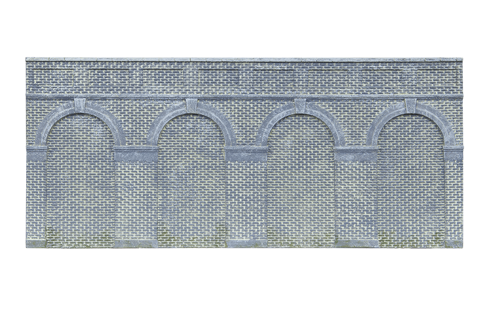 Hornby R7385 Mid Level Arched Retaining Walls x2 (Engineers Blue Brick)