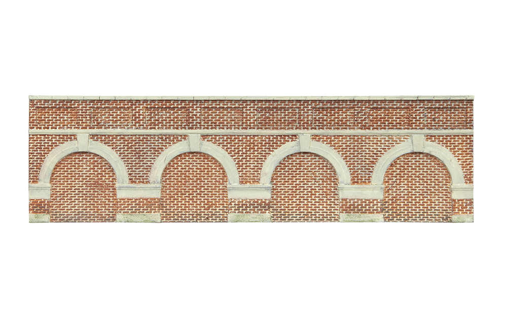 Hornby R7388 Low Level Arched Retaining Walls x2 (Red Brick)