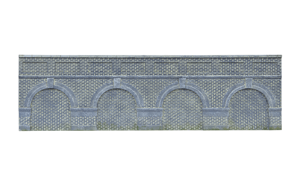 Hornby R7389 Low Level Arched Retaining Walls x2 (Engineers Blue Brick)