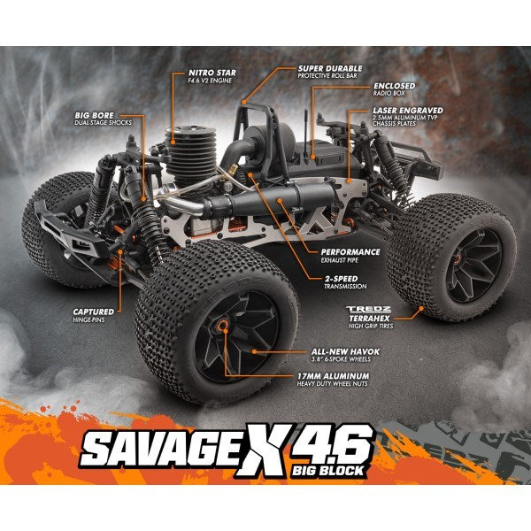 HPI Racing 160100 1/8 4WD Savage X 4.6 Big Block Nitro RTR Monster Truck