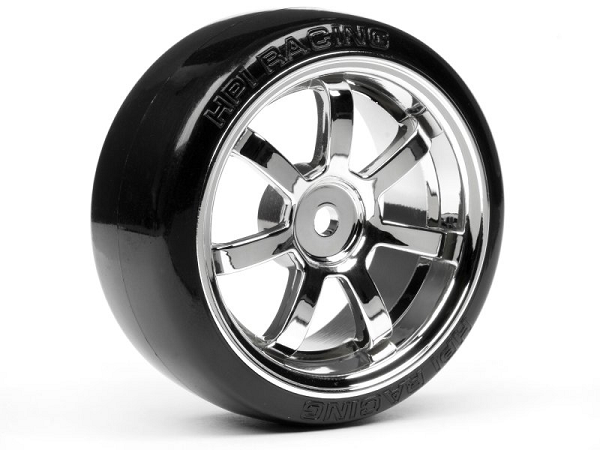 HPI Racing 4739 T-Drift Tyres 26mm w/Rays 57S-Pro Chrome Wheels (1 Pair)