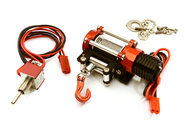 Integy C24659RED V2 Billet Machined Realistic Power Winch for 1/10 Crawlers (Red)