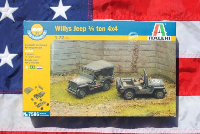 Italeri 7506 1/72 FAST ASSBLY 2 KITS WILLYS JEEP WW2