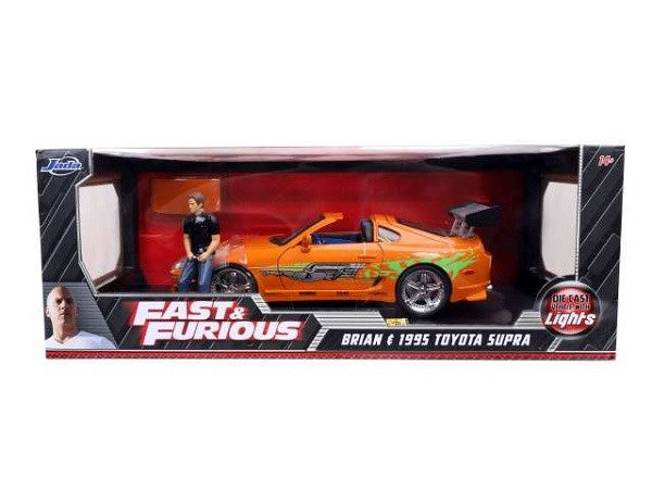 Jada 31139 1/18 1995 Toyota Supra Mk.4 w/Brian Figurine and Working Lights - Fast and Furious