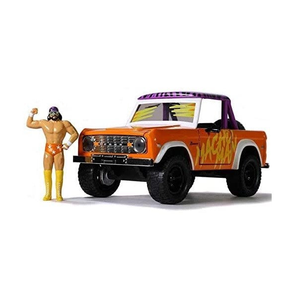 Jada 32046 1/24 1973 Ford Bronco w/"Macho Man" Randy Savage Figurine