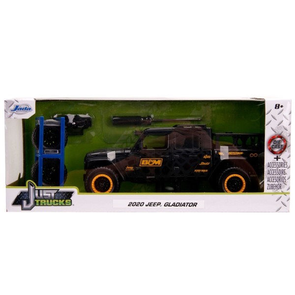 Jada 32423 1/24 2020 Jeep Gladiator (Black/Yellow) w/Wheel Rack - Just Trucks