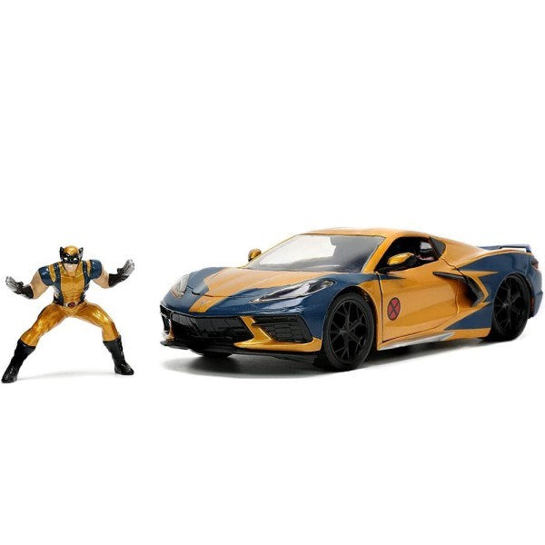 Jada 33354 1/24 2020 Chevrolet Corvette Stingray w/Wolverine Figurine - Marvel's X-Men