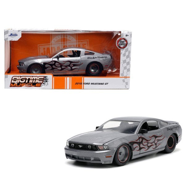 Jada 34039 1/24 2010 Ford Mustang (Grey/Flames) - BigTime Muscle