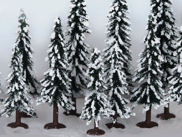 JTT Scenery 92077 Evergreen Pines with Snow 3-5" (75-150mm) - 10pk