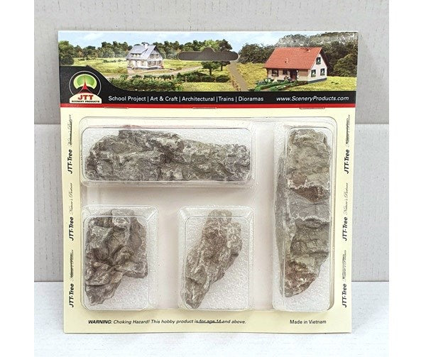 JTT Scenery 95352 Pre-Painted Rocks: Outcroppings - 4pk