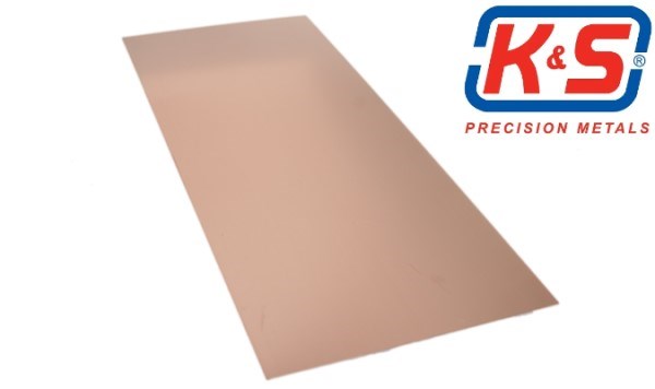 K&S 259 Copper Sheet 0.025 x 4 x 10" - 1 Piece