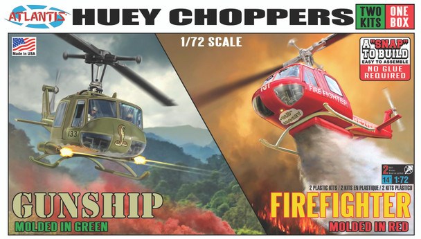 Atlantis Models M1026 1/72 Huey Gunship/Firefighter (2pk)