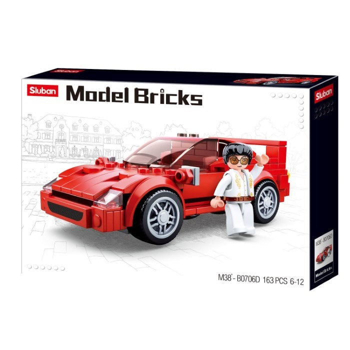 xSluban B0706D Model Bricks - Red Sports Car - 163 Pc