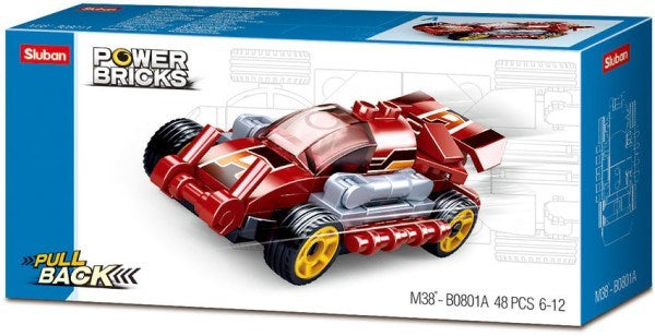 xSluban B0801A Power Bricks: Fast Red - Pull Back Car (48pcs)