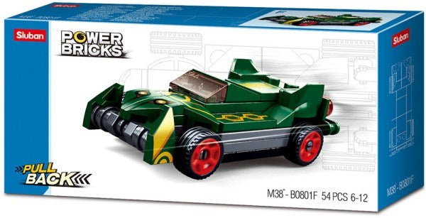 xSluban B0801F Power Bricks: Drifting Green - Pull Back Car (54pcs)