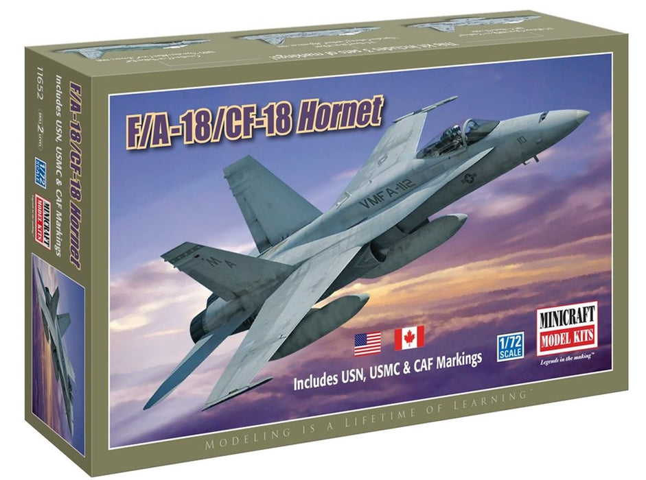 Minicraft Model Kits 11652 1/72 FA-18/CF-18 Hornet USN/USMC/CAF