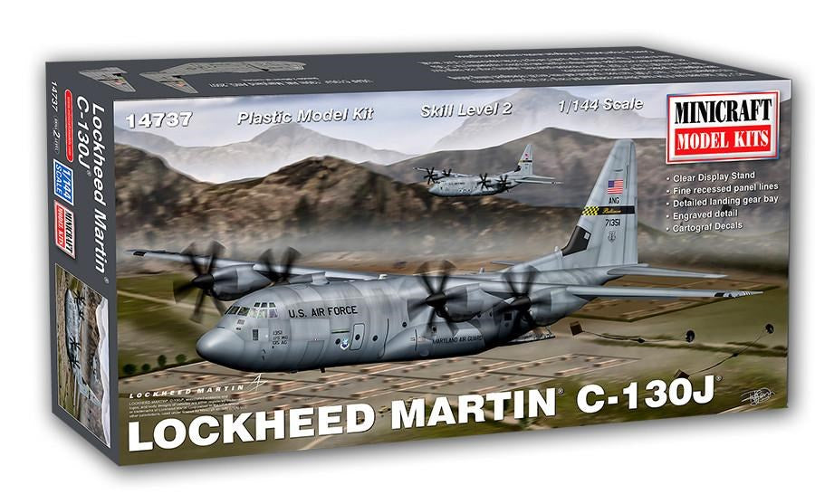 Minicraft Model Kits 14737  1/144 C-130J Hercules USAF (2 Decal Options)
