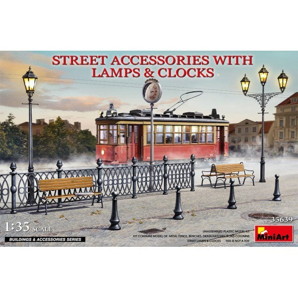MiniArt 35639 1/35 STREET ACC W/LAMPS & CLOCKS