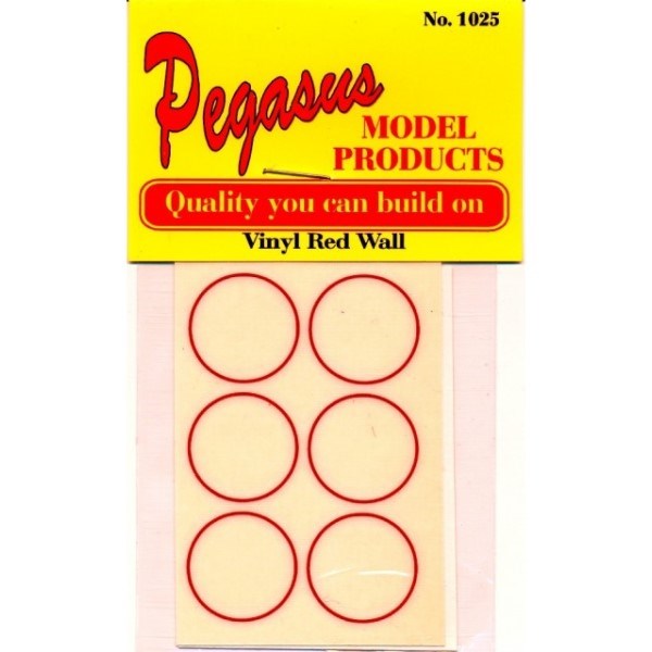 Pegasus Hobbies 1025 1/25 Self Adhesive Tire Redwalls - Thin (12pk)