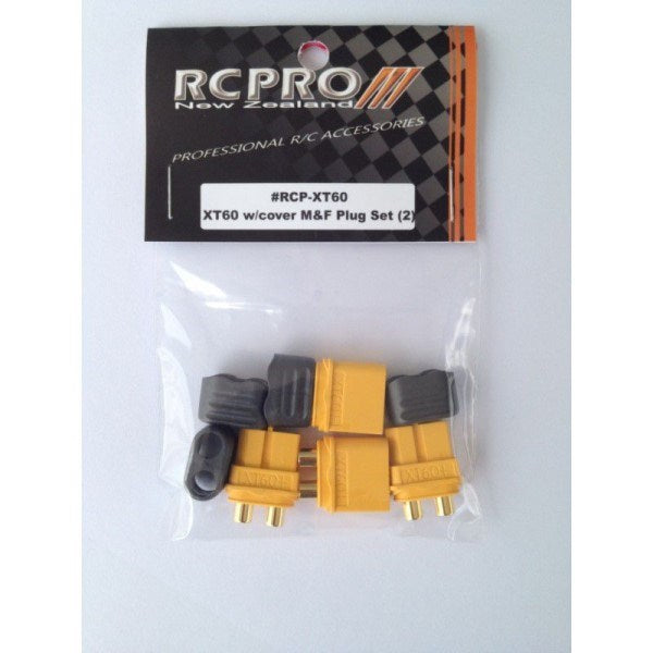 RC Pro XT60 Male and Female Connectors w/Covers - 2 Pairs