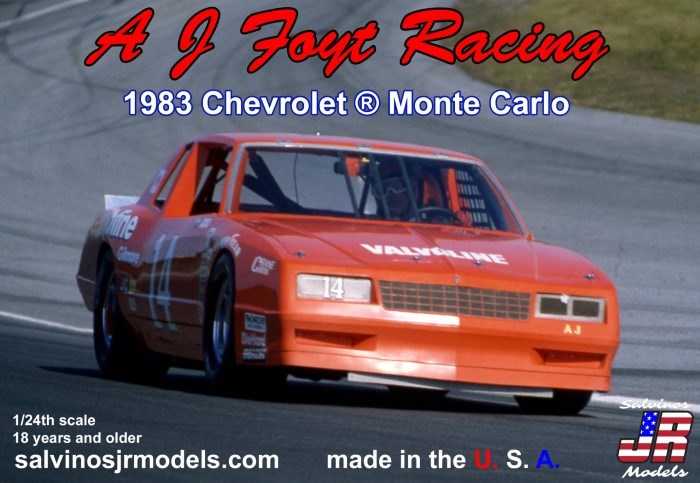 Salvinos JR AJMC1983D  1/24 Chevrolet Monte Carlo J.J Foyt Racing 1983