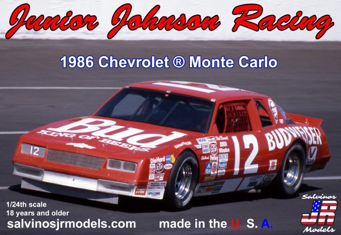 Salvinos JR JJMC1986NB 1/24 Junior Johnson Racing 1986 Chevrolet Monte Carlo #12