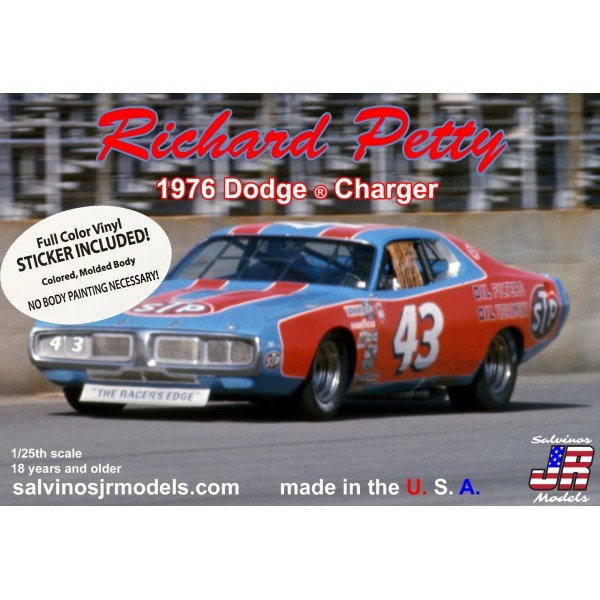 Salvinos JR RPDC1976D-V 1/25 1976 #43 Dodge Charger - Richard Petty (Vinyl Stickers)