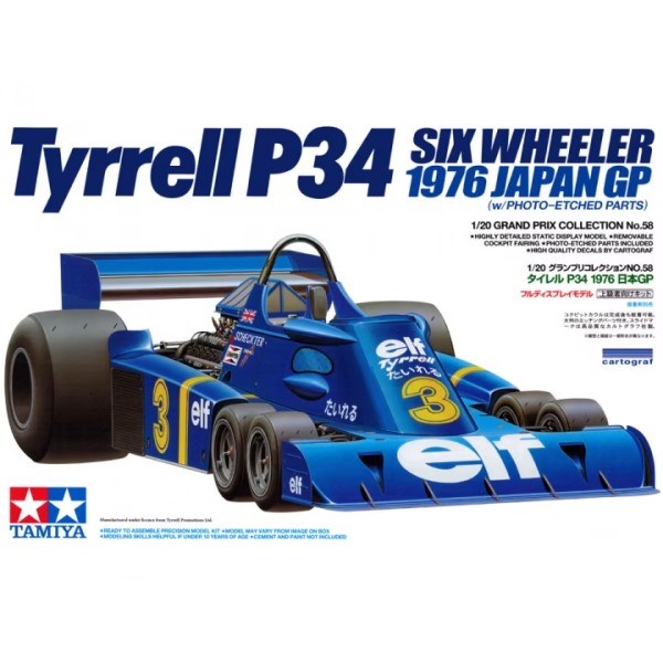 Tamiya 20058 1/20 Tyrrell P34 Six Wheeler w/Photo-etched Parts - 1976 Japan GP