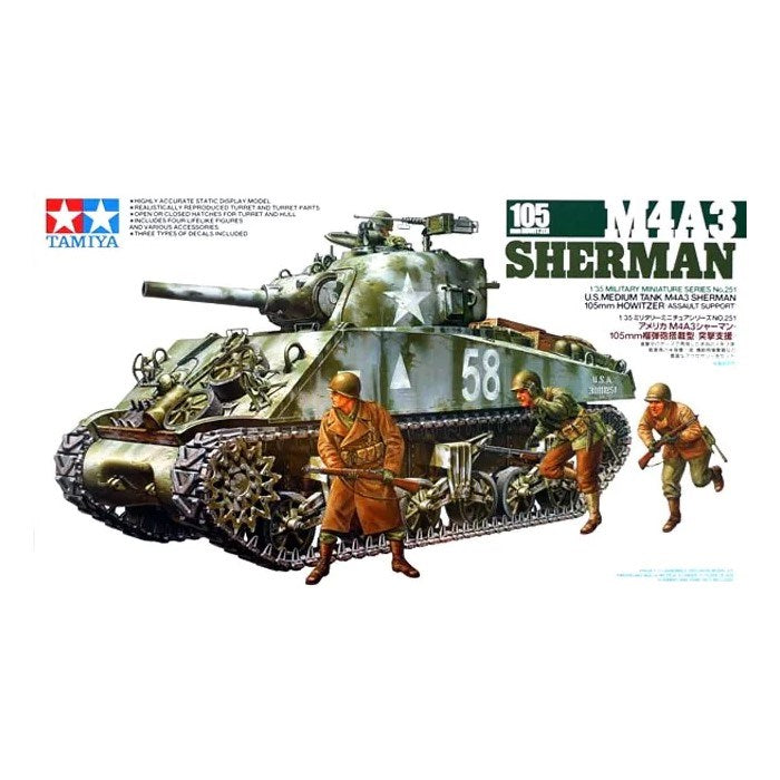 Tamiya 35251 1/35 U.S. Medium Tank M4A3 Sherman - 105mm Howitzer Assault Support