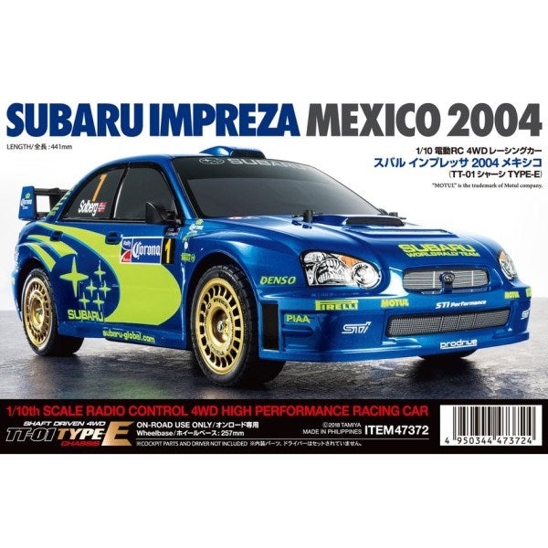 Tamiya 47372 RC Kit: 1/10 4WD Subaru Impreza WRC - Mexico 2004 (TT-01E)