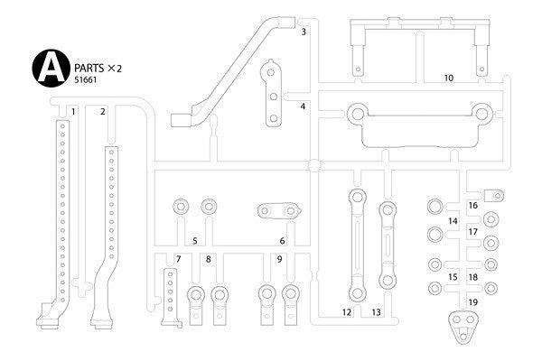 Tamiya 51661 TC-01 A Parts Bag - Body Mounts (2pcs)