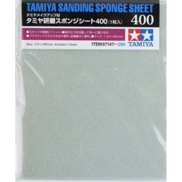 Tamiya 87147 Sanding Sponge Sheet - 400 Grit (1 Sheet)