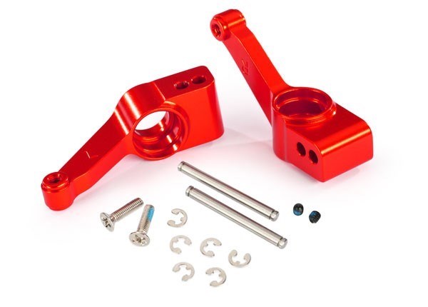 Traxxas 1952A - Carriers stub axle (red-anodized 6061-T6 aluminum) (rear) (left & right)/ 3x32mm hinge pins (2)/ e-clips (6)/ hardware