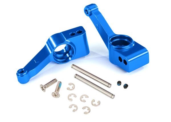 Traxxas 1952X - Carriers stub axle (blue-anodized 6061-T6 aluminum) (rear) (left & right)/ 3x32mm hinge pins (2)/ e-clips (6)/ hardware