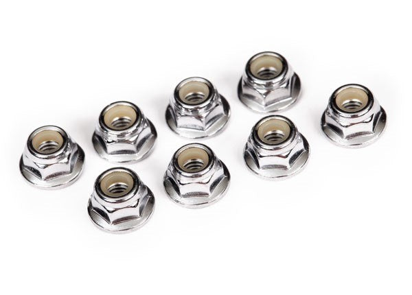Traxxas 3647 - Nuts 4mm flanged nylon locking (steel serrated) (8)