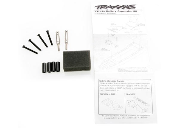 Traxxas 3725X - Battery expansion kit (allows for installation of taller multi-cell battery packs) (Rustler)