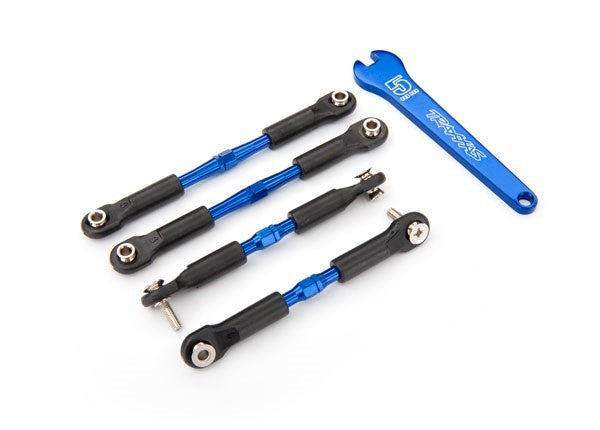 Traxxas 3741A - Turnbuckles aluminum (blue-anodized) camber links front 39mm (2) rear 49mm (2) (assembled w/rod ends & hollow balls)/ wrench