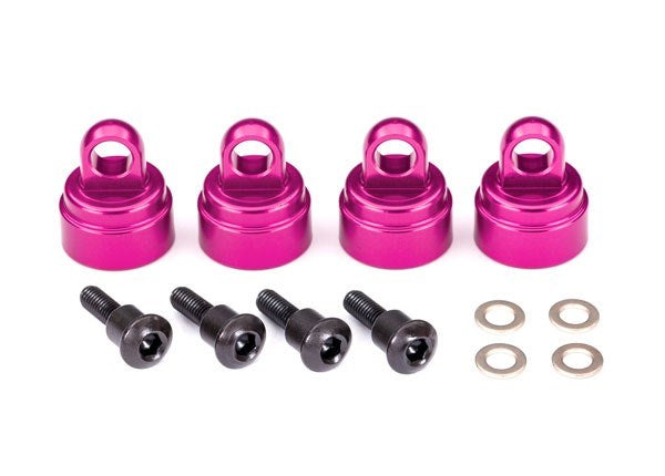 Traxxas 3767P - Shock caps aluminum (pink-anodized) (4) (fits all Ultra Shocks)