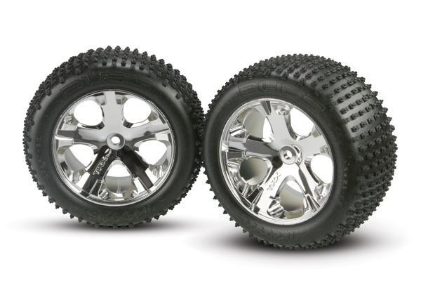 Traxxas 3770 - Tires & wheels assembled glued (2.8") (All-Star chrome wheels Alias tires foam inserts) (2WD electric rear) (2)