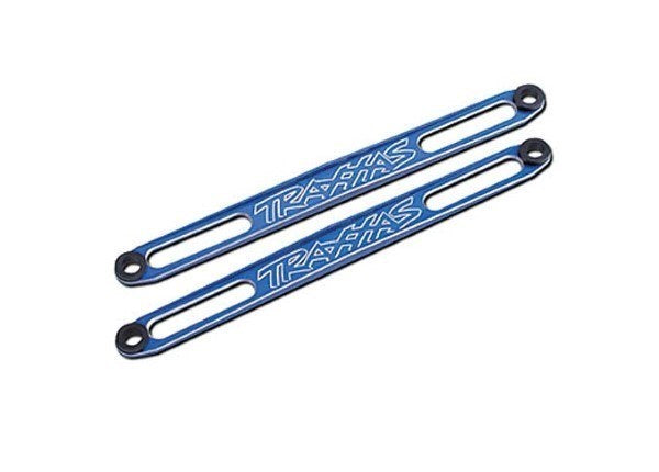 Traxxas 3923X - Hold Downs Battery (Blue-Anodized) (2)/ Adhesive Foam